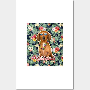 Dachshund Summer Funky Hawaiian, Hawaii Style, Dog Personalized Hawaiian Posters and Art